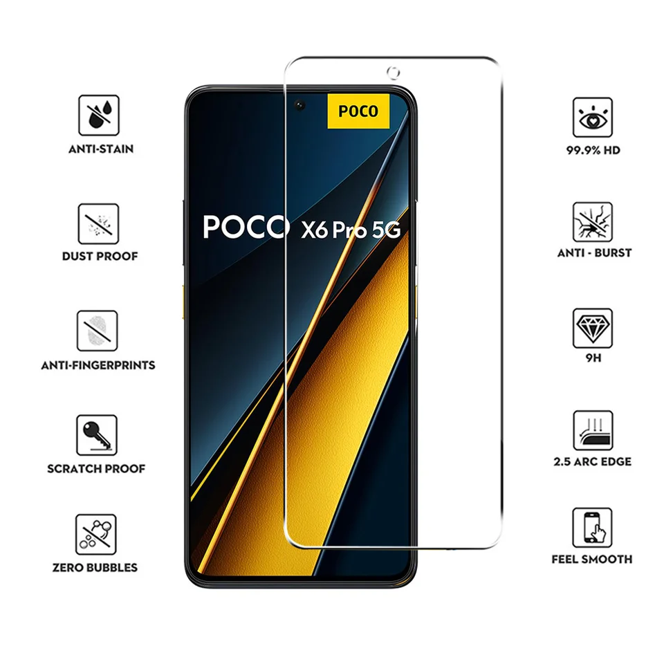 4 piezas vidrio templado para POCO X8 X6 X7 X5 X4 X3 F7 F6 F5 GT Pro, protectores de pantalla para POCO M7 M6 M5 M3 Pro 5G, vidrio protector 3
