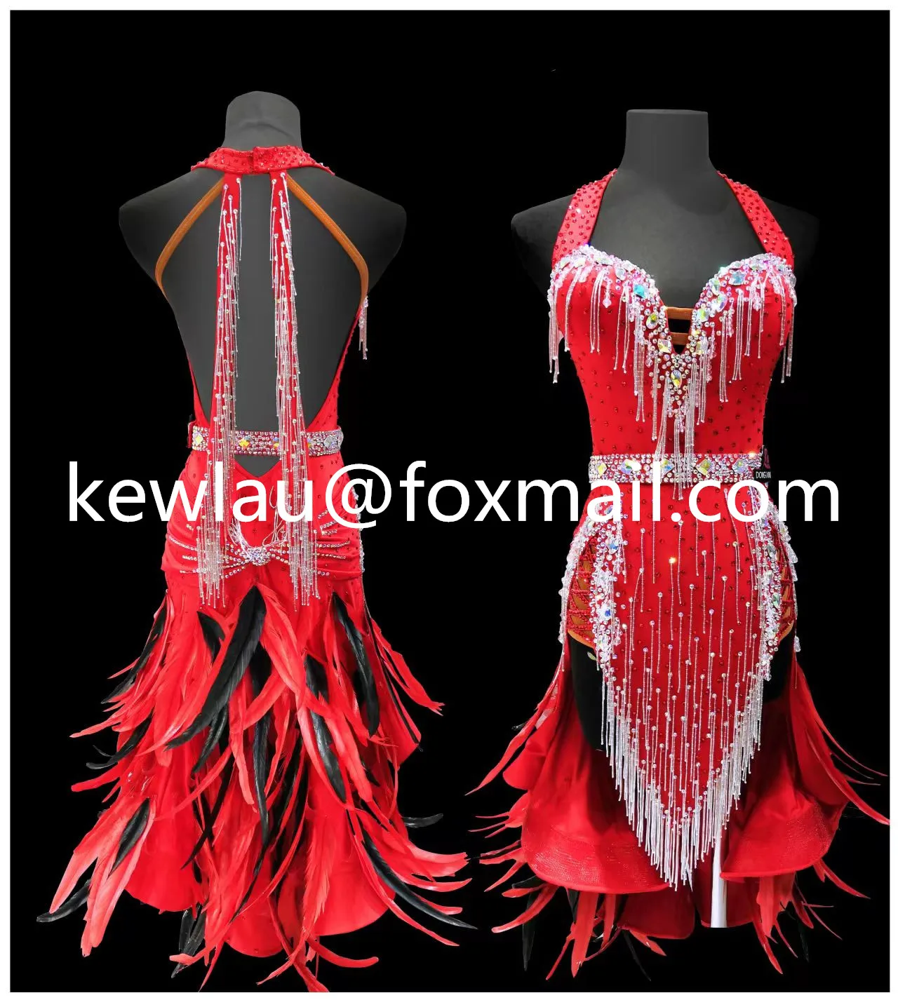 

WHYNOT DANCE 2022New Feather Tube bead Customized Latin Dance Competition Dress Orange For Girls or Women Fast Free Shipping