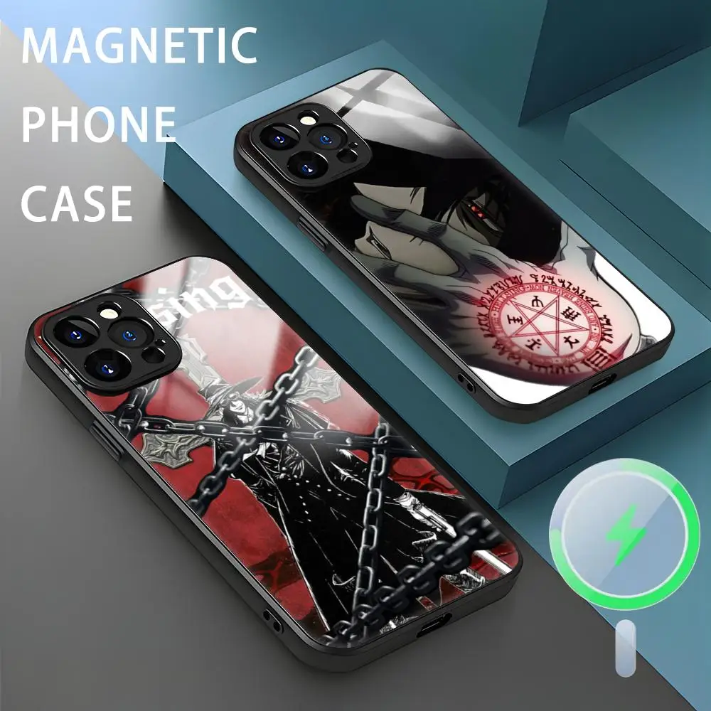 Anime Alucard Hellsing Phone Case For iPhone 16 15 14 13 12 11 X XR XS 8 Plus Mini Pro Max Glass Magnetic Case