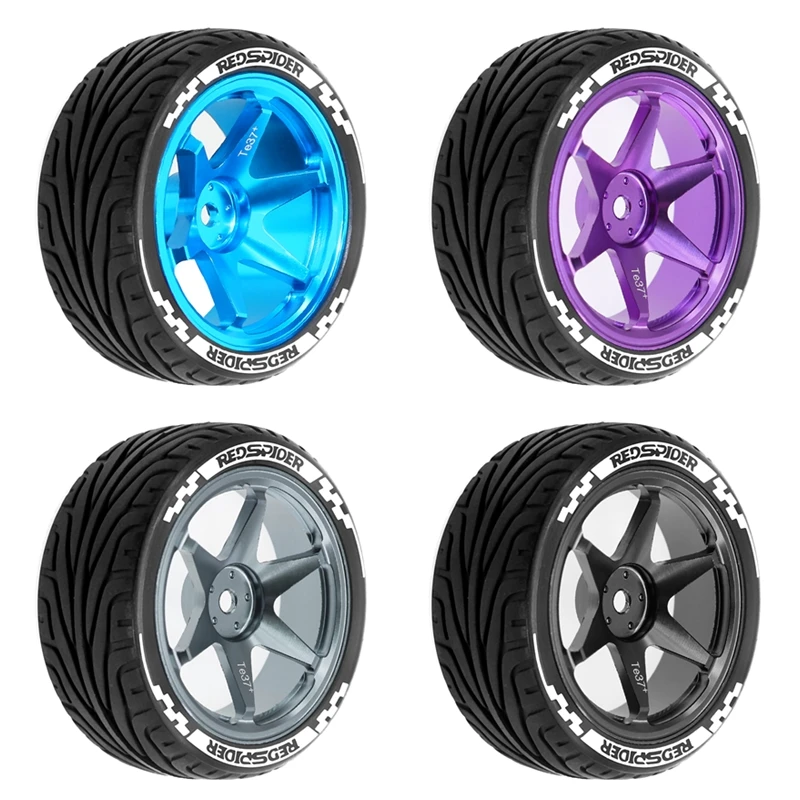 

4pcs Metal TE37 Wheel Rim Tire 12mm Hex for Tamiya TT01 TT02 TT02B TA06 XV01 XV02 PTG-2 1/10 RC Racing Car Upgrade Parts