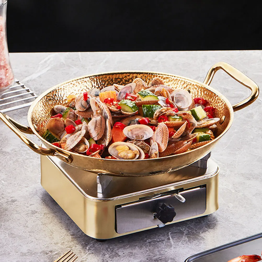 

Seafood Hot Pot Stainless Steel Cooking Pan Double Handle Heavy Duty Kitchen Cookware For Home Use Multi-Function Sturdy