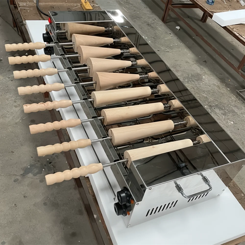 

With 8 Roller Electric Hungarian Chimney Cake Maker Chimney Cake Rolls Grill Oven Machine Waffle Maker Bread Roll Baking Machine