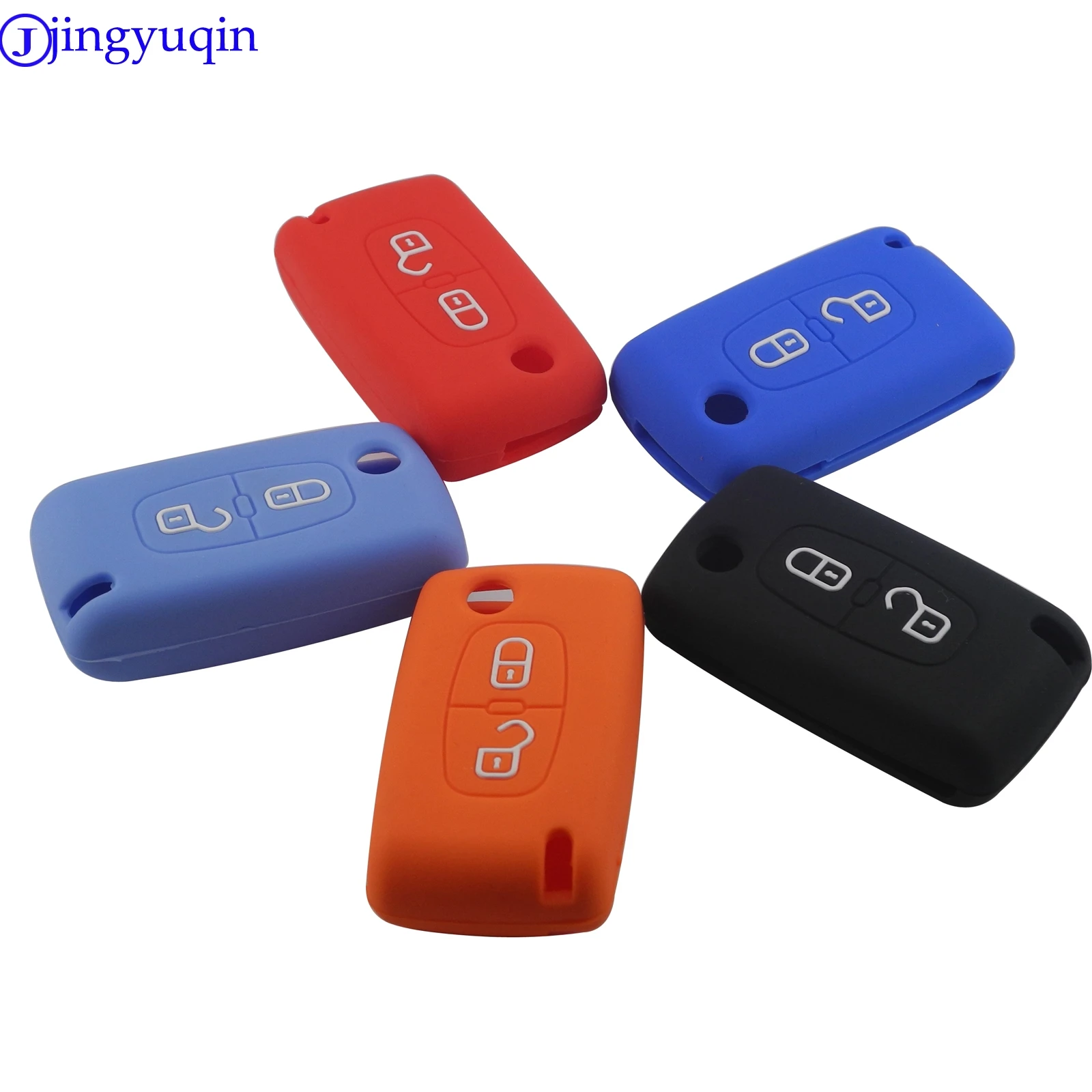 jingyuqin 2 Buttons Remote Flid Folding Key Silicone For PEUGEOT 207 307 308 407 408 For Citroen C3 C4 C4L C5 C6 Protector Cover