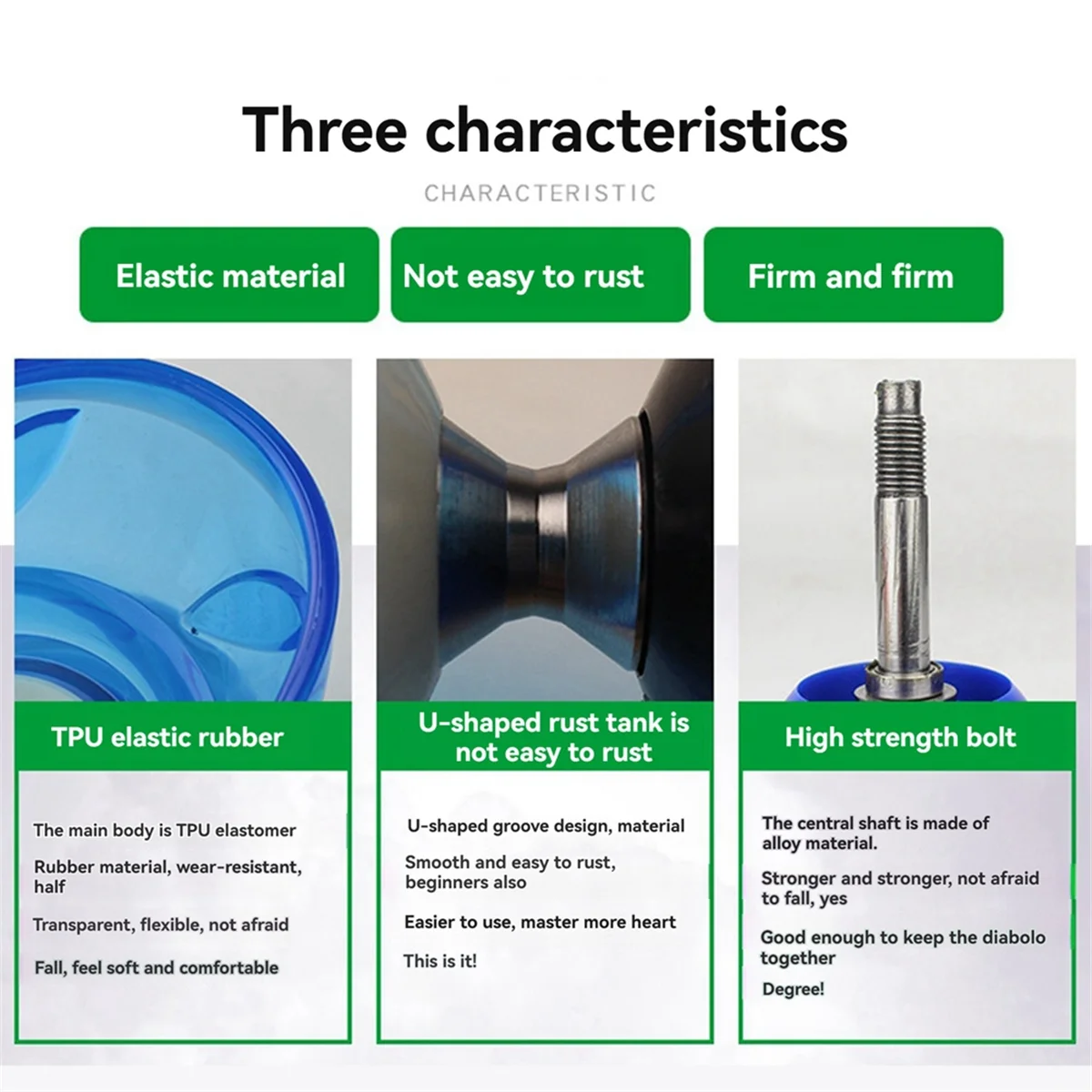 ABXHH Трехносимая игрушка для фитнеса Diabolo с двойной головкой, игры на открытом воздухе Diabolo Yo-Yo Play Diabolo, детские игрушки для пожилых людей