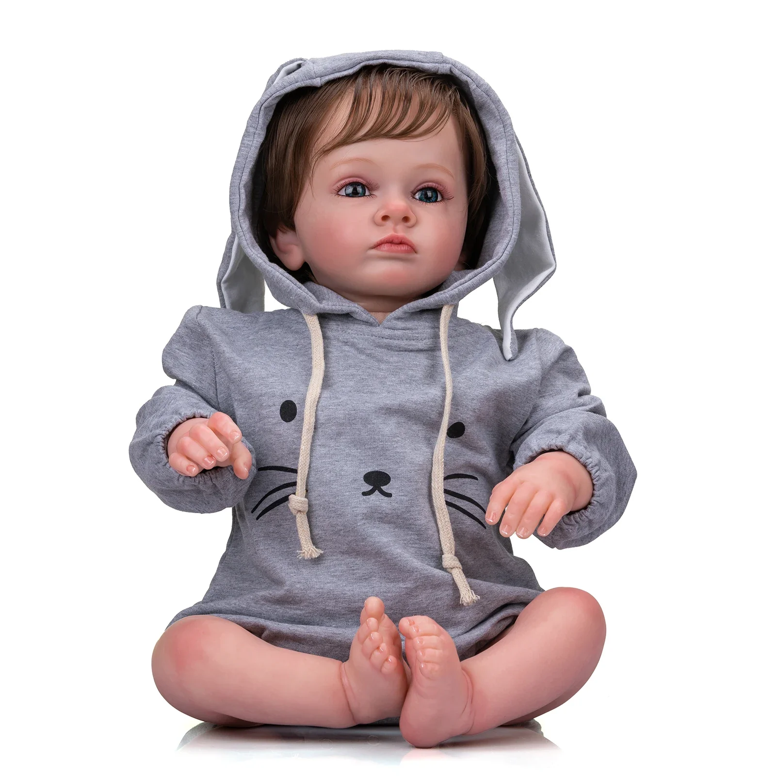 

NPK 24''Handmade Reborn Toddler Baby Lifelike 3D Painted Skin with Visible Veins Hand Rooted Hair Collection Art Doll