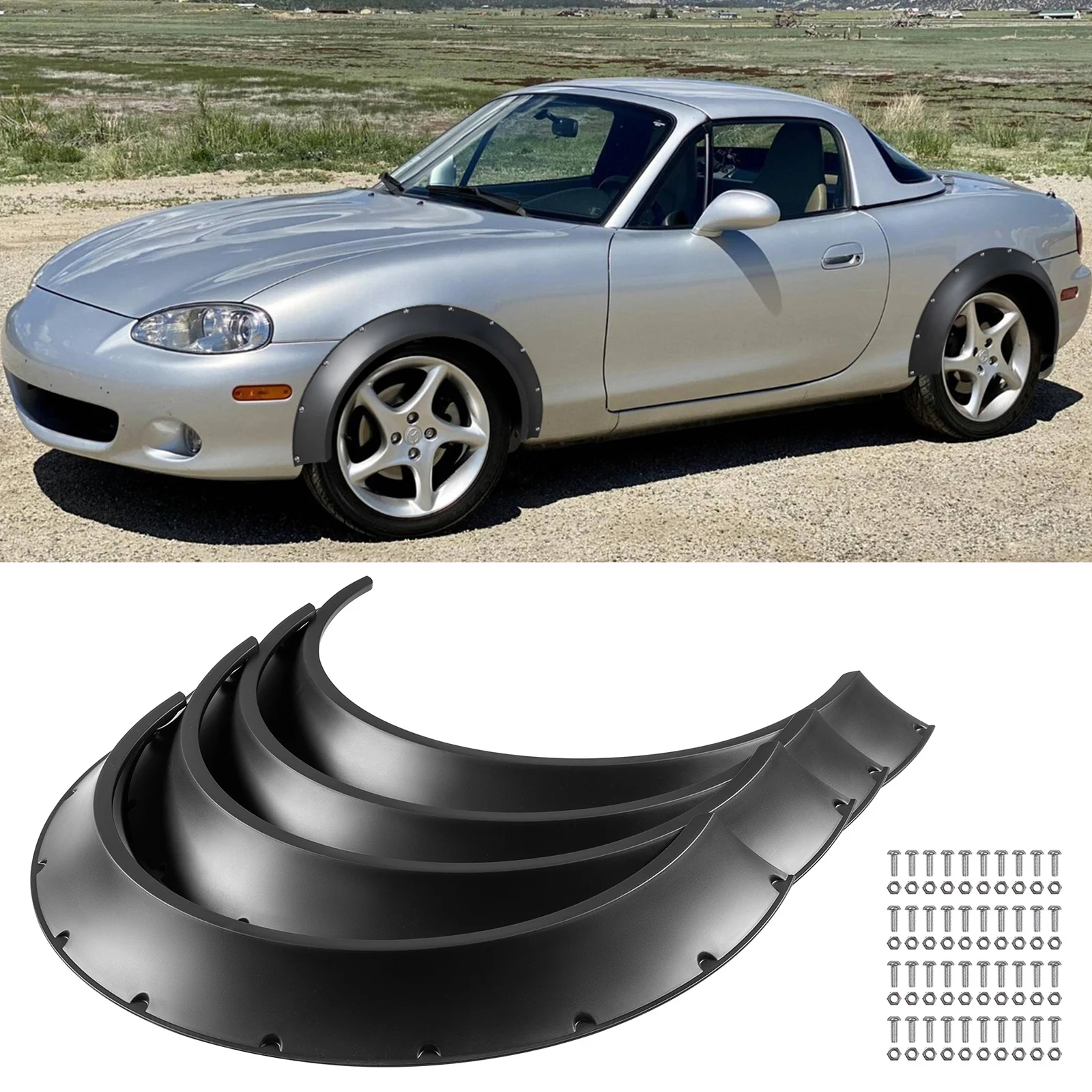 마쓰다 MX5 미아타용 4X 자동차 휀더 플레어 엑스트라 와이드 플렉시블 휠 아치 바디 키트