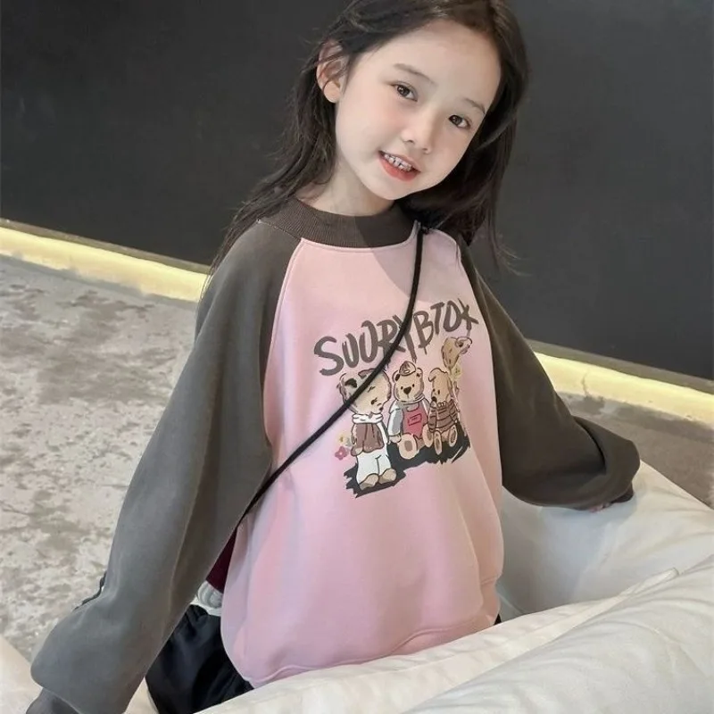 

Girls' Kids 2025 New Spring Autumn Hoodless Sweatshirt Korean Style Trendy Viral Top for Children