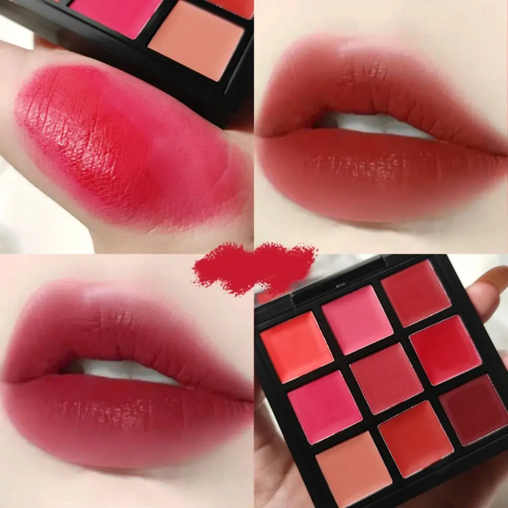 Lip Glaze Non-Sticky Cup 6/9 Color Lipstick Palette Long Lasting Moisturizing Matte Lip Gloss Palette Lip Tint Nude Pink Women