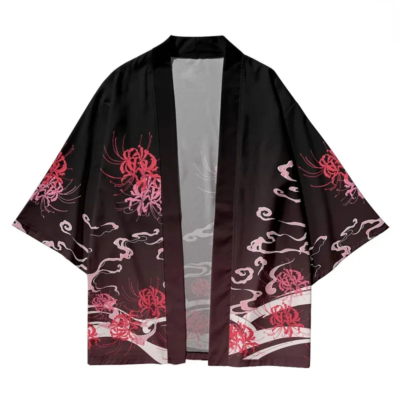 

Traditional Clothing for Men and Women, Casual, Ruth, Black Skeleton Print, Kimono, Beach, Streetwear, Samurai