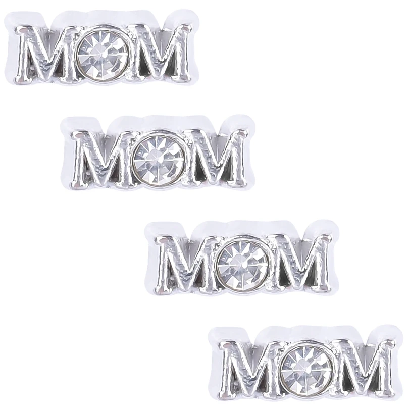 20Pcs/Lot Words Lettter  I Love Mom Floating Charms кулон Inside Photo Relicario Necklaces Jewelry Wholesale Bulk Making