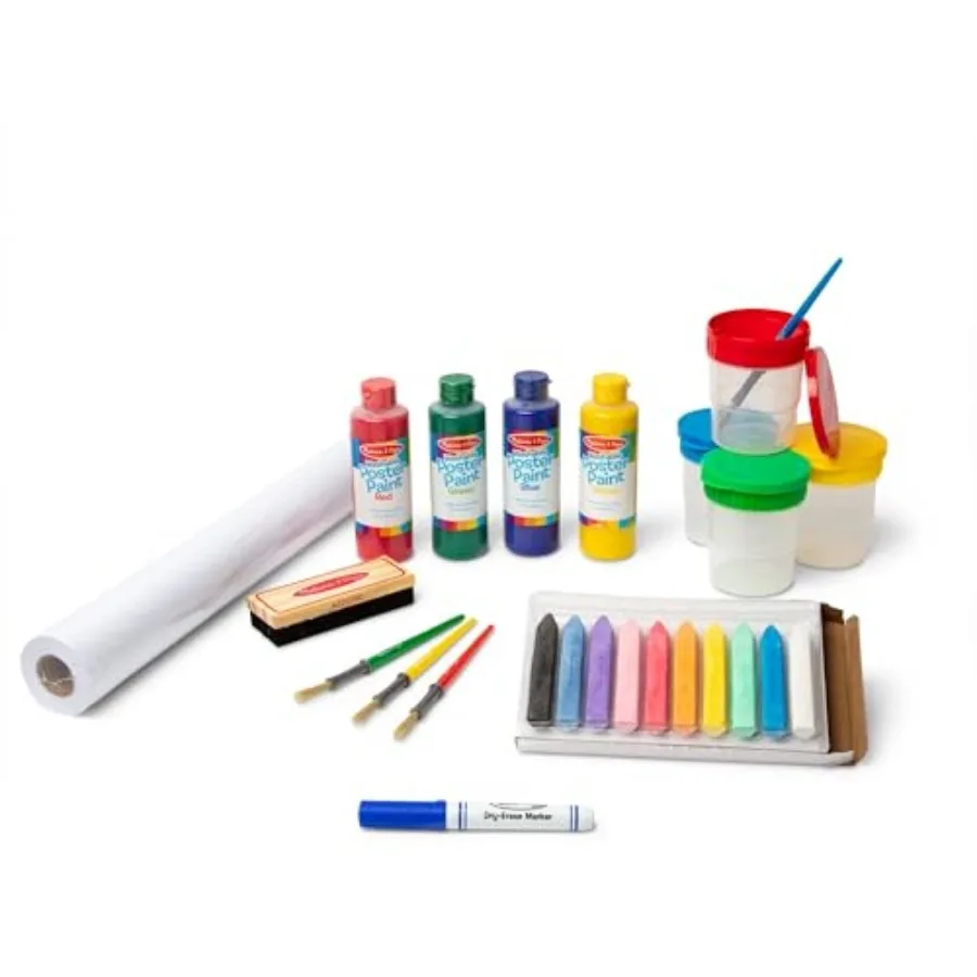 

Easel Accessory Set - Paint, Cups, Brushes, Chalk, Paper, Dry-Erase Marker - FSC Certified