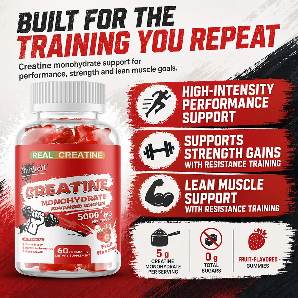 Pre-workout Creatine Monohydrate Gummies To Help Build Muscle, Enhance Energy and Performance