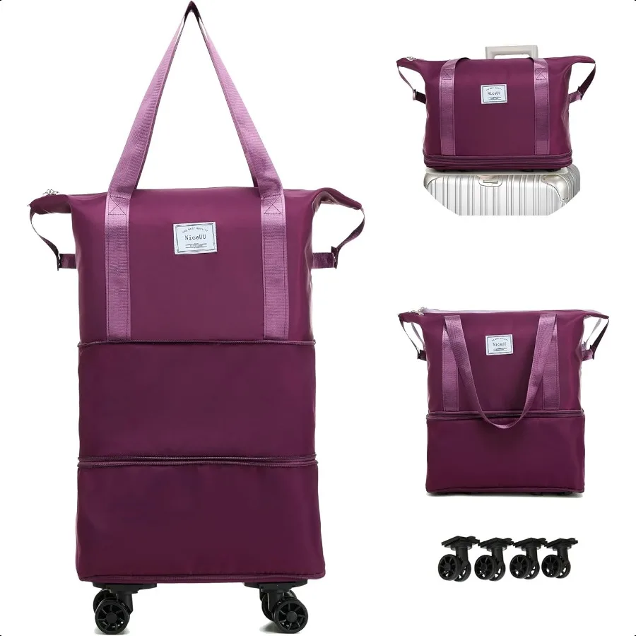 

Travel Rolling Duffel Bag with Removable Wheels CarryOn Lage