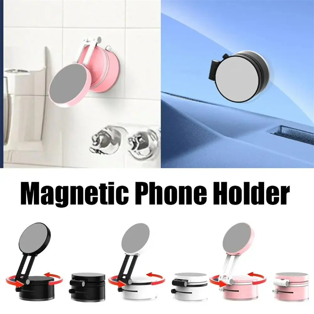 360 Degree Rotation Magnetic Vacuum Suction Phone Holder Strong Magnetic Adsorption Bracket Universal Smartphone Phone Holder