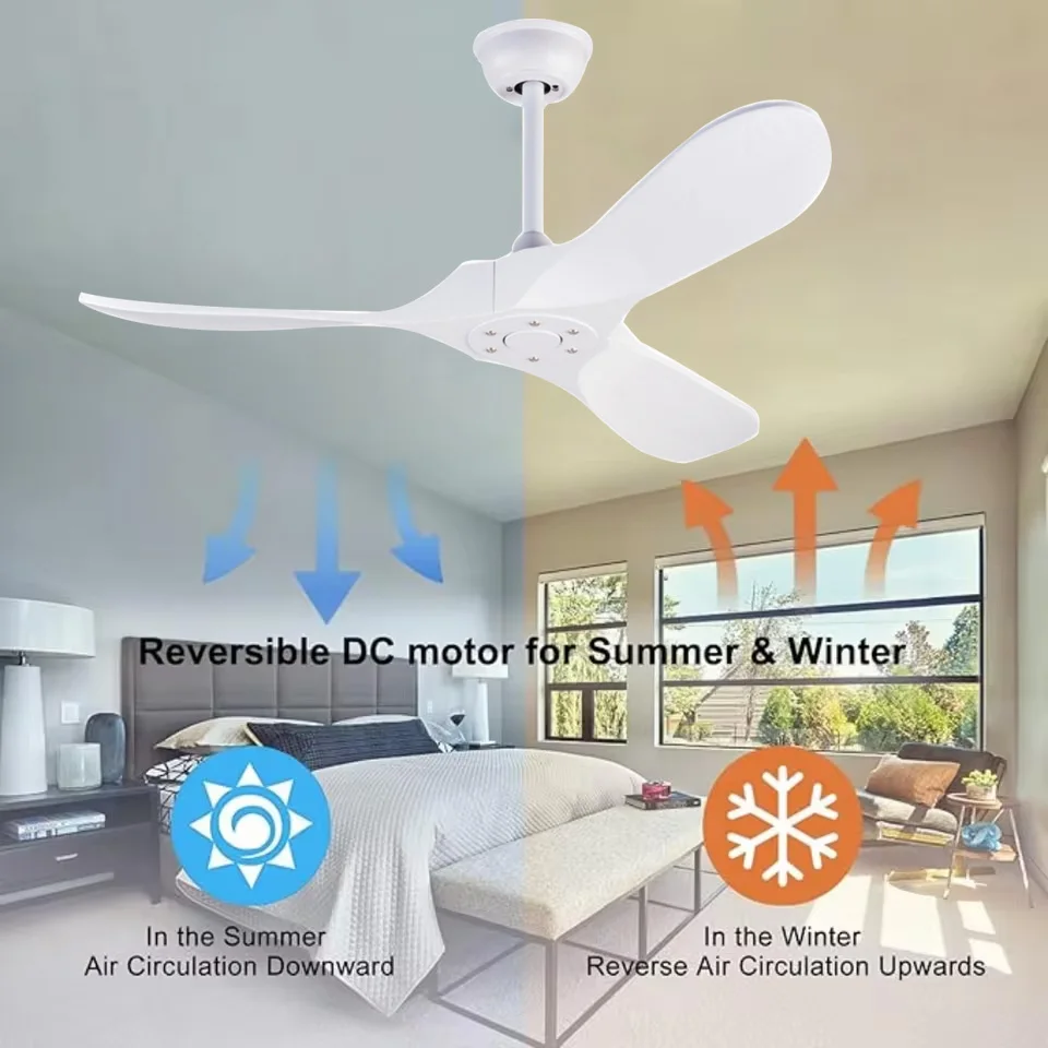 60 Inch Ceiling Fan Industrial Vintage ABS Ventilator No Light Remote Control Decorative Blower Retro Large Fans