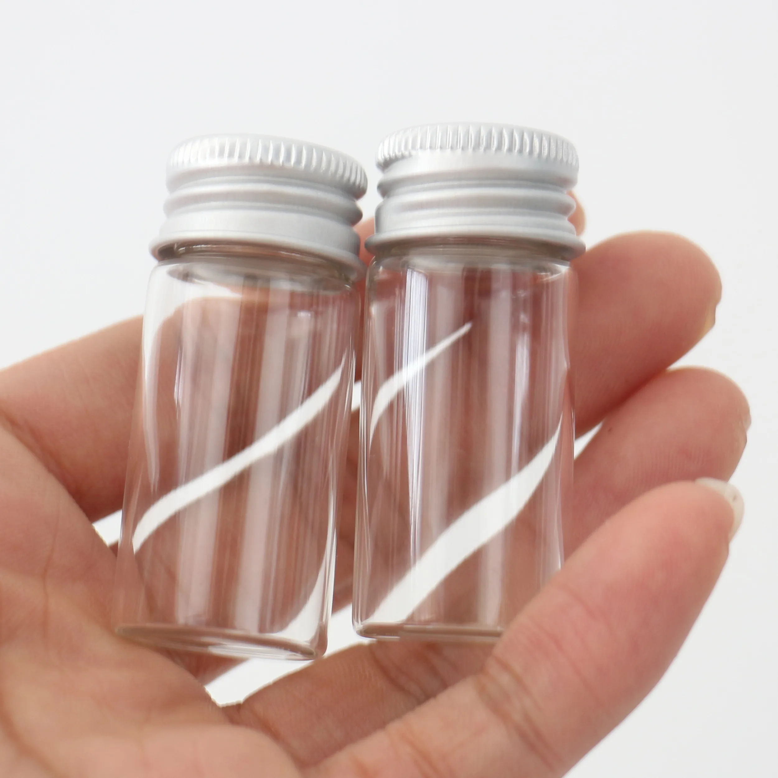 50 pcs/lot 5ml/8ml/10ml/15ml/20ml/25ml Small Glass Bottle Glass Jars Silver Screw Cap Test Tube DIY Bottles Container Tiny Vials