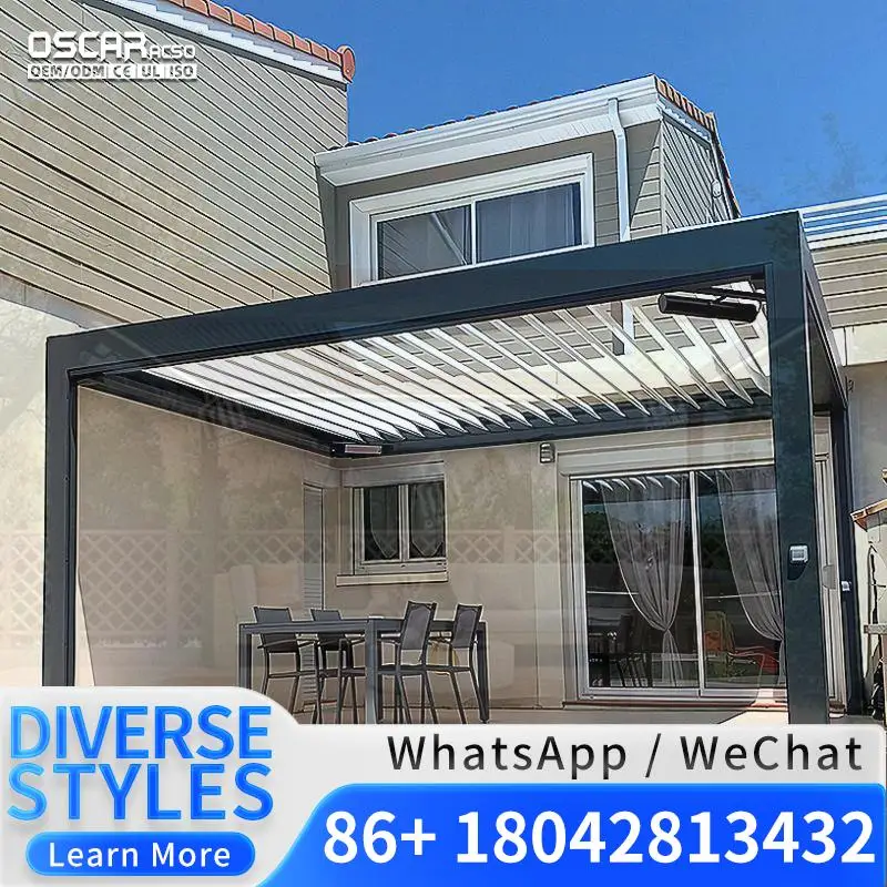 3*4 4*3 3x4 4x3m New Style Patio Outdoor Louvered Roof System Aluminium  for Garden Backyard Poolside Sale Pergola view 2