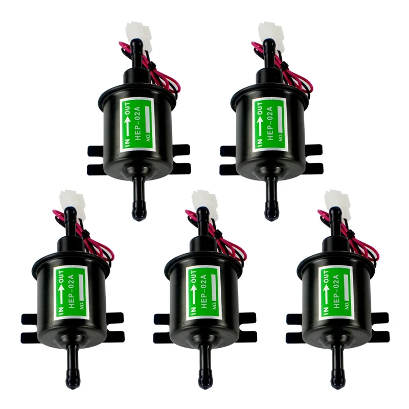 

5X Universal 12V Electric Fuel Pump Metal Solid Petrol Inline Fuel Pump Gasoline Transfer Pump 12 Volts HEP-02A