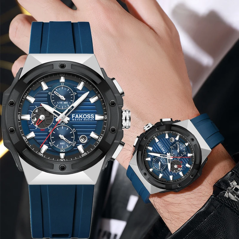 

WWOOR Men's Chronograph Sport Watches For Men Fashion Top Brand Luxury Silicone Watch Strap Waterproof Luminous Quartz Clock