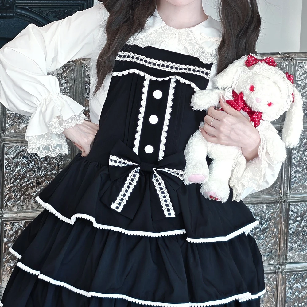 

Original lolita sweet and cute daily three-layer skirt with strap bodycon dress Regular Fit Loose Slim