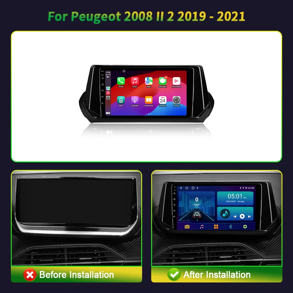 Android13 For Peugeot 2008 II 2 2019 - 2021Car Monitor Head Unit Carplay Car Radio Monitor Screen Navigation Stereo Screen