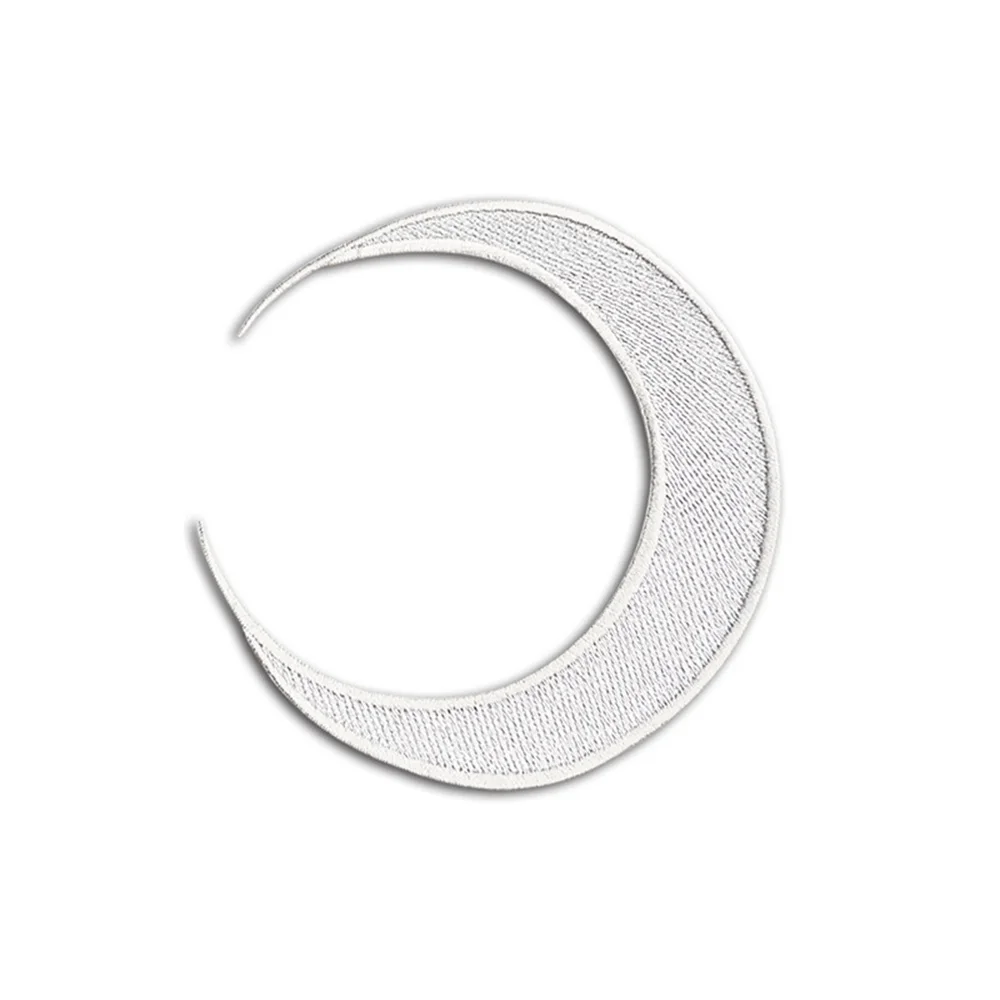 Silver Large Small Moon Embroidery Iron On Patch, Cloth Stickers, Clothing Accessories, DIY Shoes, Hats, Bags, 1 Pc