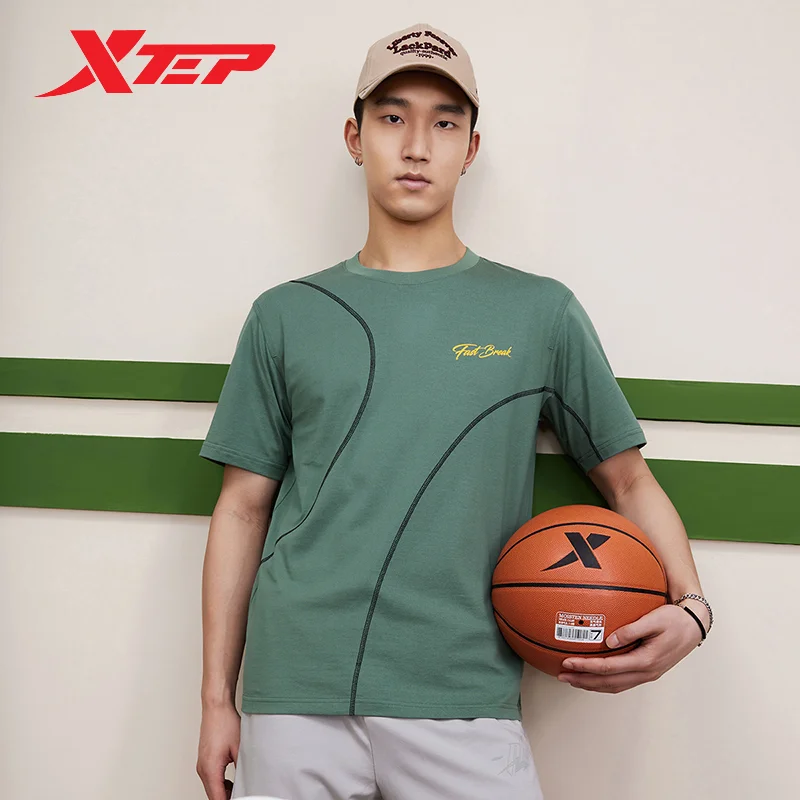 Xtep Short Sleeve Knitted Shirt For Men 2024 Summer Comfortable Men's T-shirt Leisure Soft Cozy Fuzz Outdoor Tops 876229010006