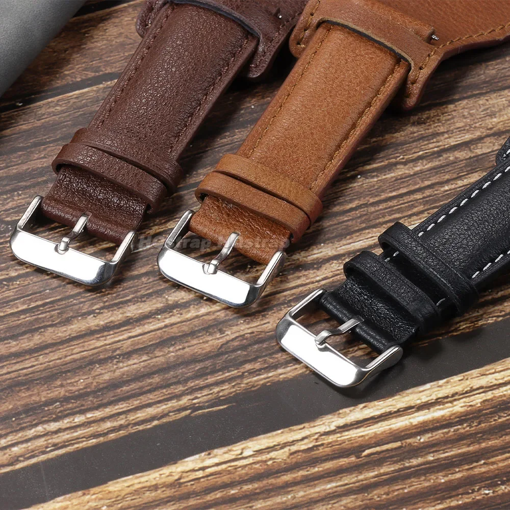 Retro Leather Watch Band 20mm 22mm 18mm Bund Watch Strap Sport Men Replacement Wristband Cowhide Accessories Universal Bracelet