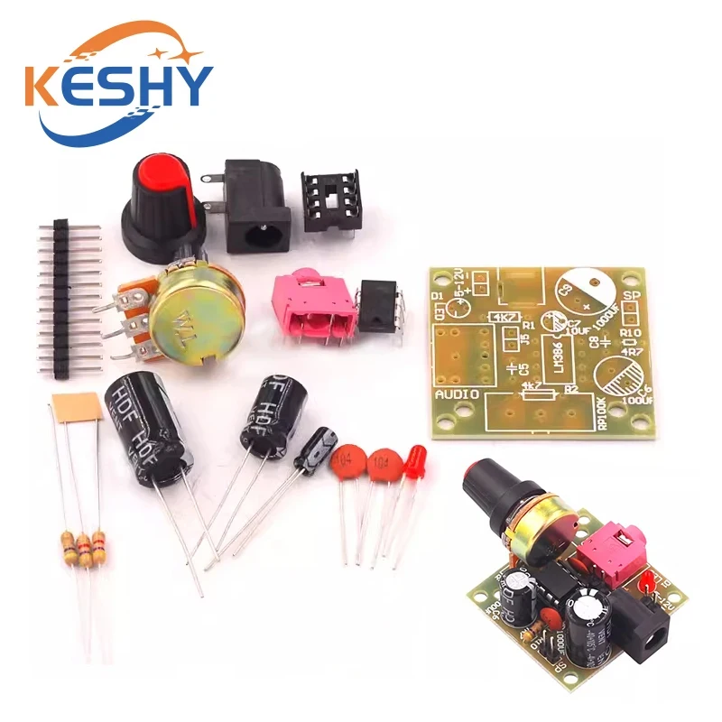 Kit DIY Amplificador de Áudio Mini LM386 3.5mm 3V-12V, Módulo Placa Amplificadora de Potência Superior ao TDA2030