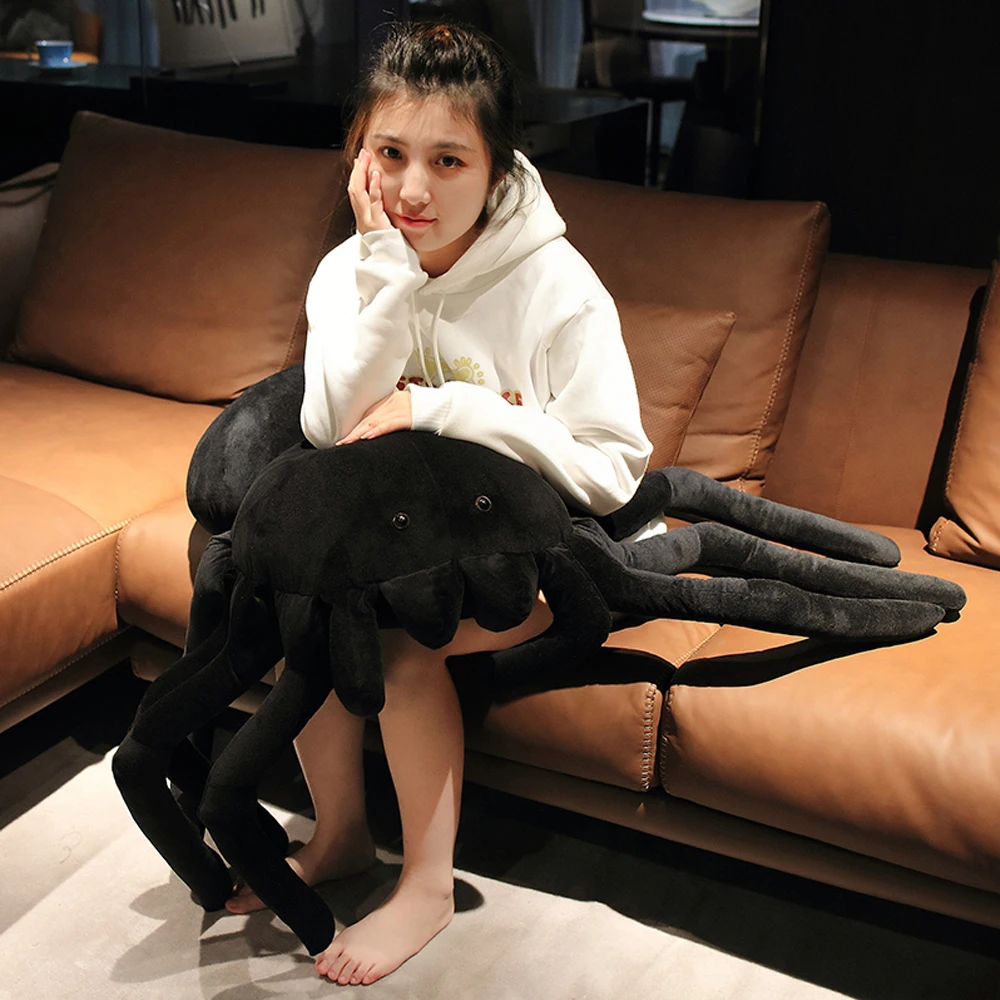 1pc Llifelike Tricky Spider Plush Toys Stuffed Black Widow Animals Dolls Simulation Throw Pillow Birthday Gifts for Girls Boys