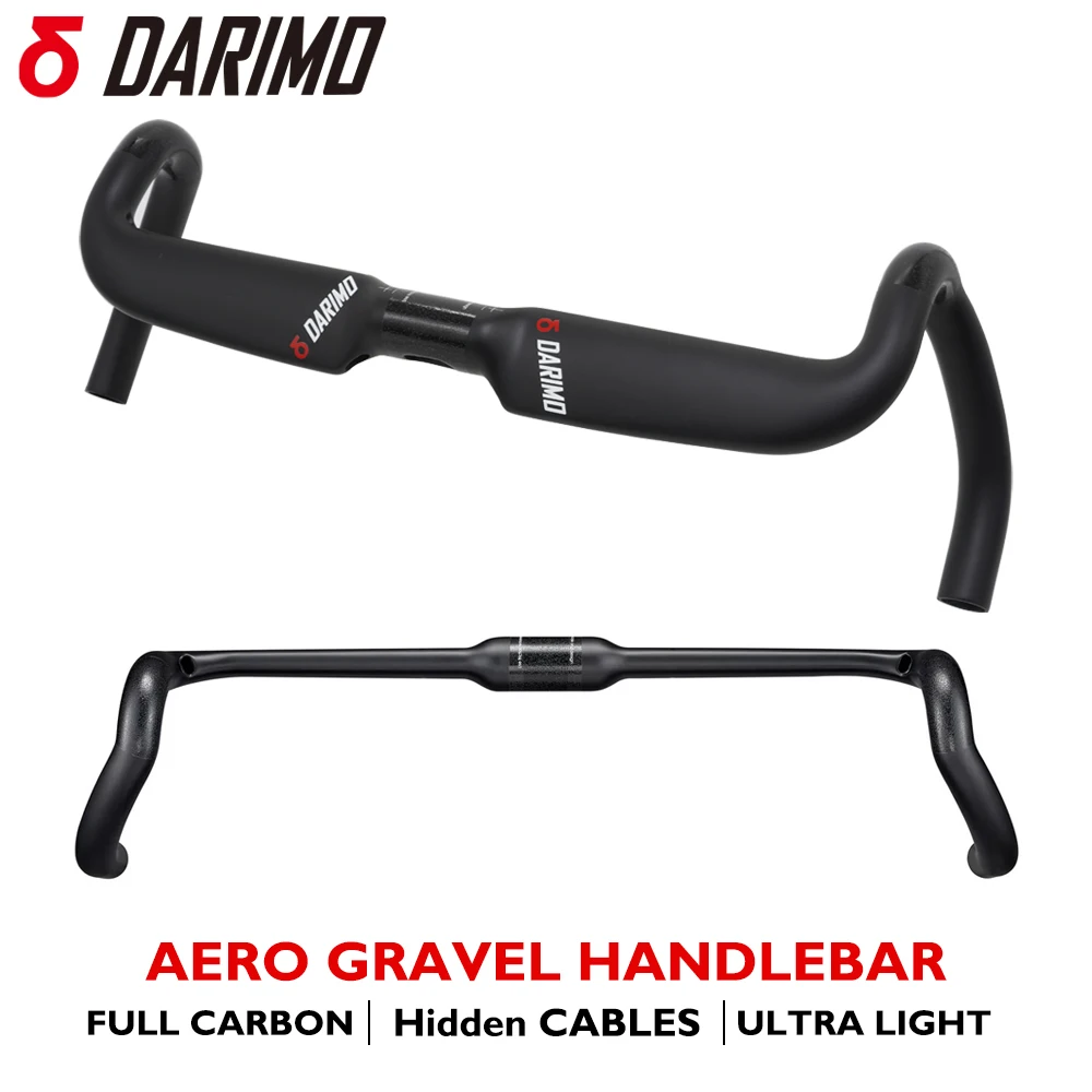 

DARIMO Carbon Fiber Gravel Bike Handlebars, Aero Road Bike Handlebars, Internal Cable Routing, 360mm-420mm, Bike Accessories