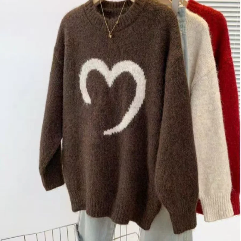 

Модный свитер с круглым вырезом Lazy Love, новый свободный топ