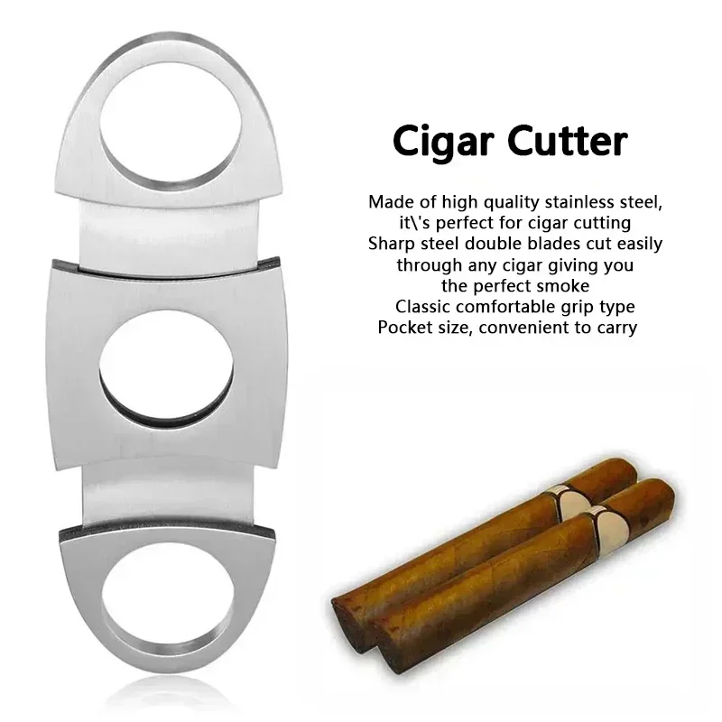 Stainless Steel Cigar Cutter Smoke Accessories Gift for Man Cigarette Case Tuxedo Guillotine Cutters Knife Luxury Set Scissors