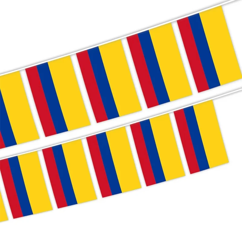 Aerlxemrbrae 20pcs/set 14cmx21cm One Rope Colombia Buntings Stream BannerString Colombia Banner Flags
