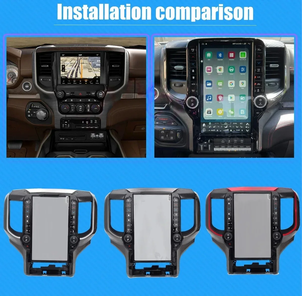 Touch Screen Auto Stereo Android Car Radio For Dodge Ram 1500 2500 2019-2023 Multimedia Navi GPS Auto Stereo Player Head Unit