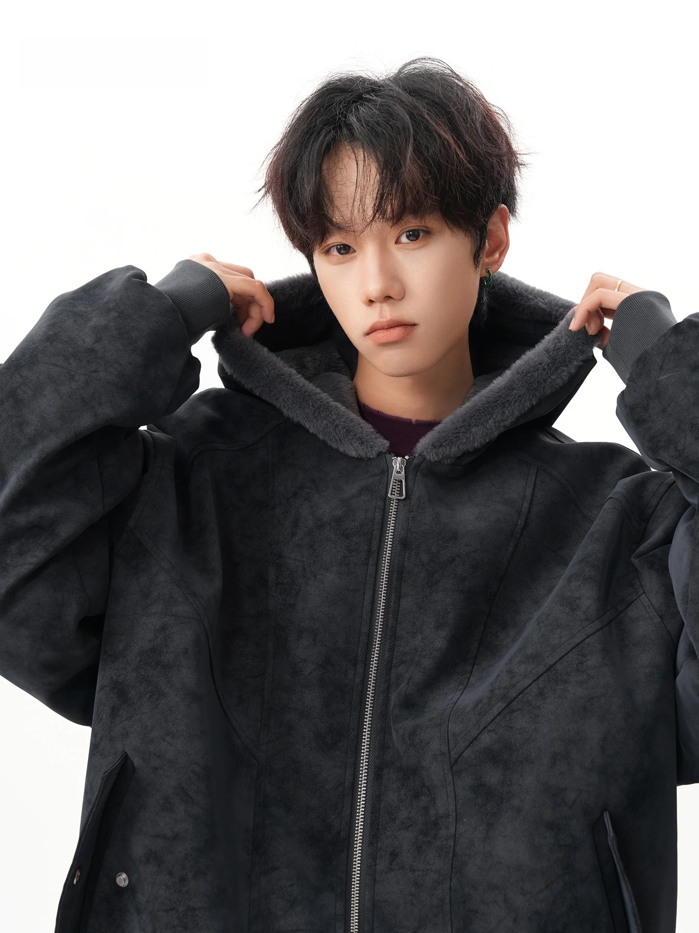 

Ретро американская хлопковая куртка из искусственной кожи для мужчин, зимнее модное свободное теплое пальто на подкладке Haome Fce, молодежное пальто с капюшоном