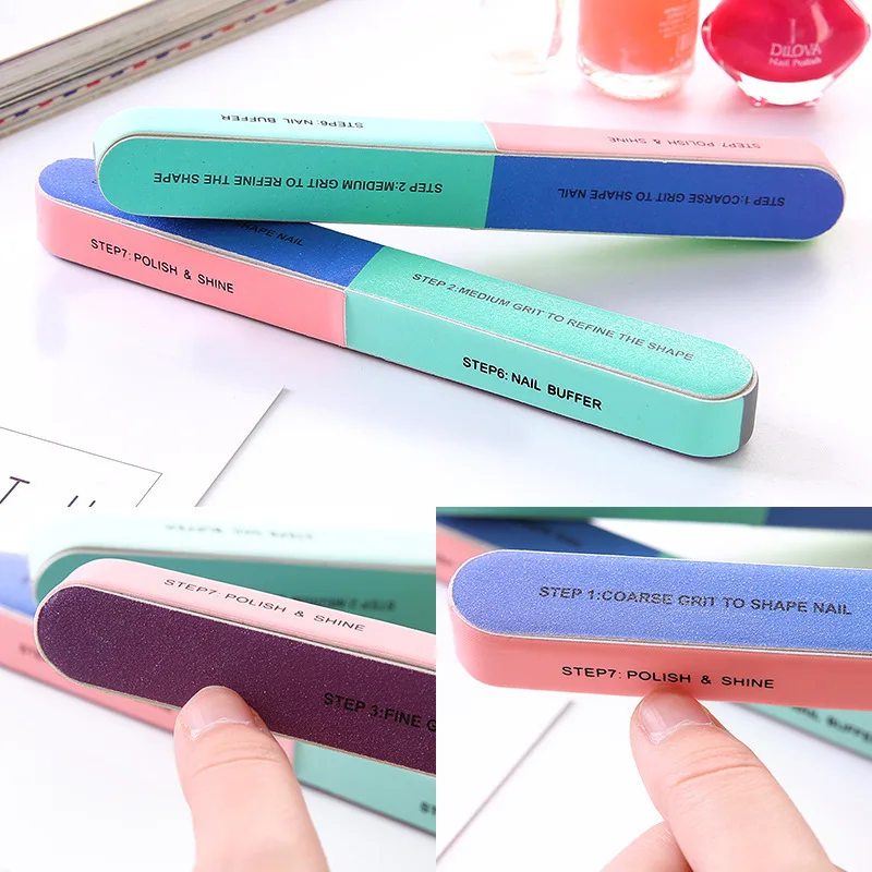 Professional 7 Sides Nail Buffers Files 1 2 3 5 12Pcs Set For Nail Art Manicure Polishing Block Buffing Tools