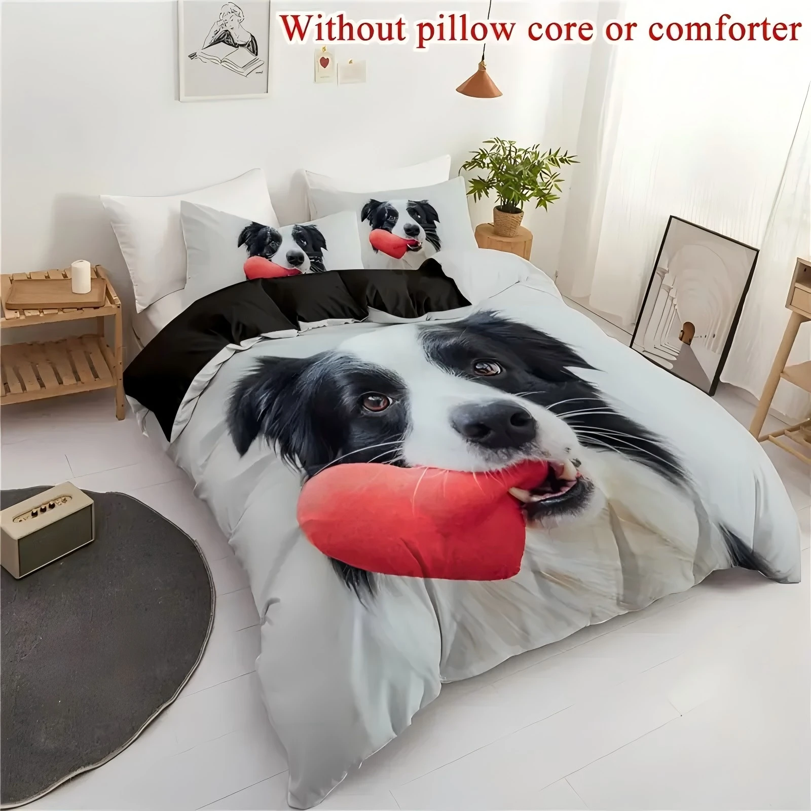 

Cute Dog 3d Cartoon Printed Bedding Cover Lovely Animal Theme Quilt Cover Set Soft Comfortable Polyester Duvet Cover Pillowcases