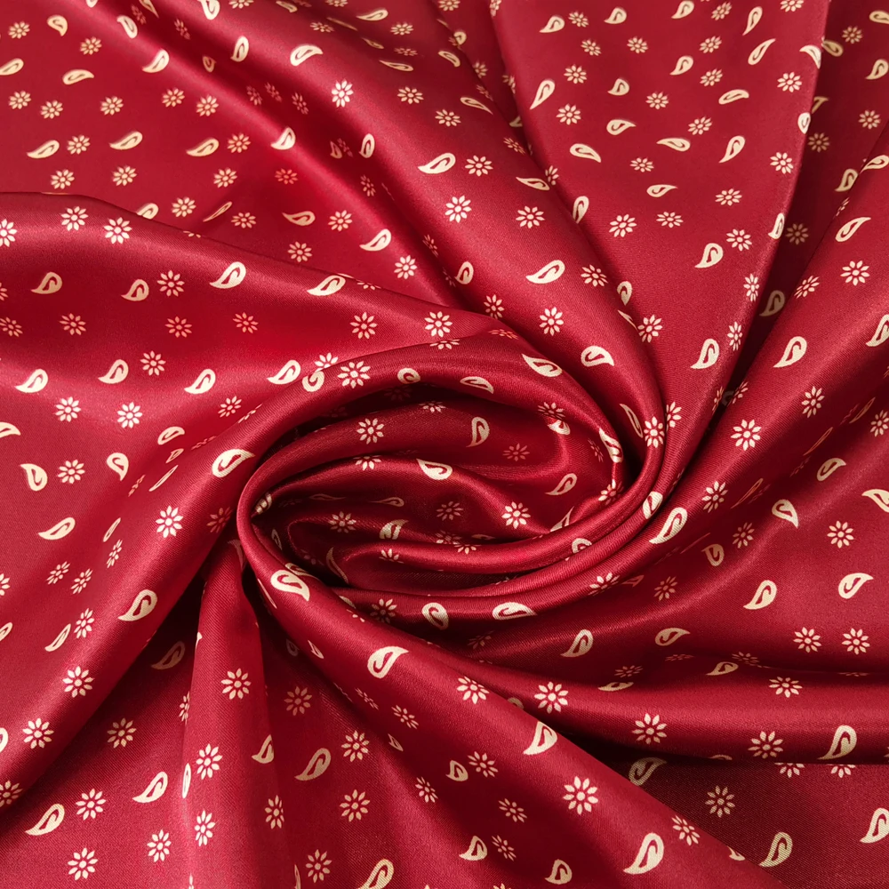 1 Meter x 1,48 Meter Retro Blumenmuster Paisley Satin Stoff Schal Seidiger Charmeuse Schal Futtermaterial – Detail 20