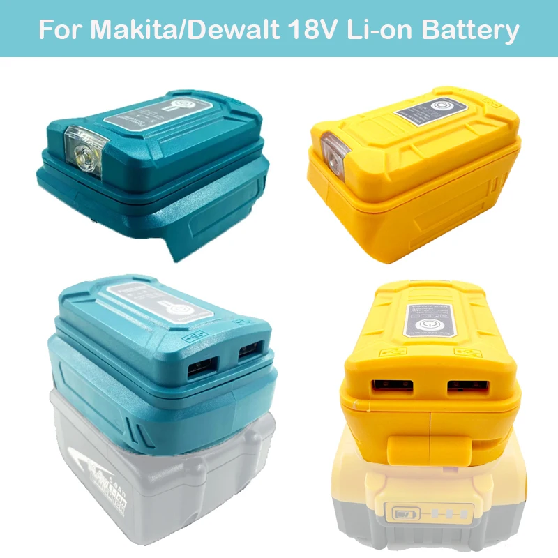 1pc For Makita/Dewalt 18V With USB Battery Adapter Fast Charging For Makita 18V Battery BL1840 BL1850 BL1860 Charger Adapter