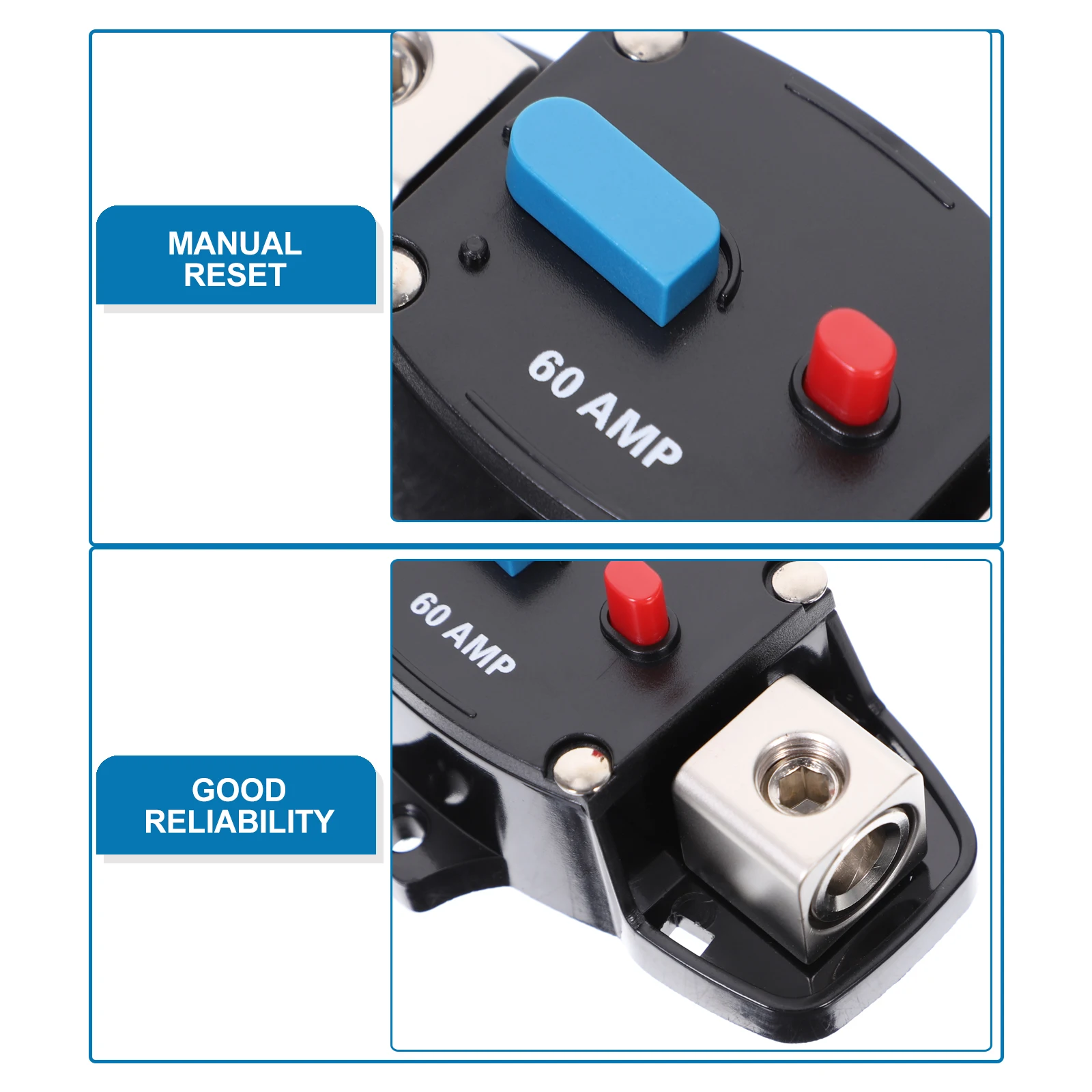 

Power Circuit Protection Switch 60A Manual Reset Breaker for Car RV Marine Audio Video Systems PP Professional Overload Short