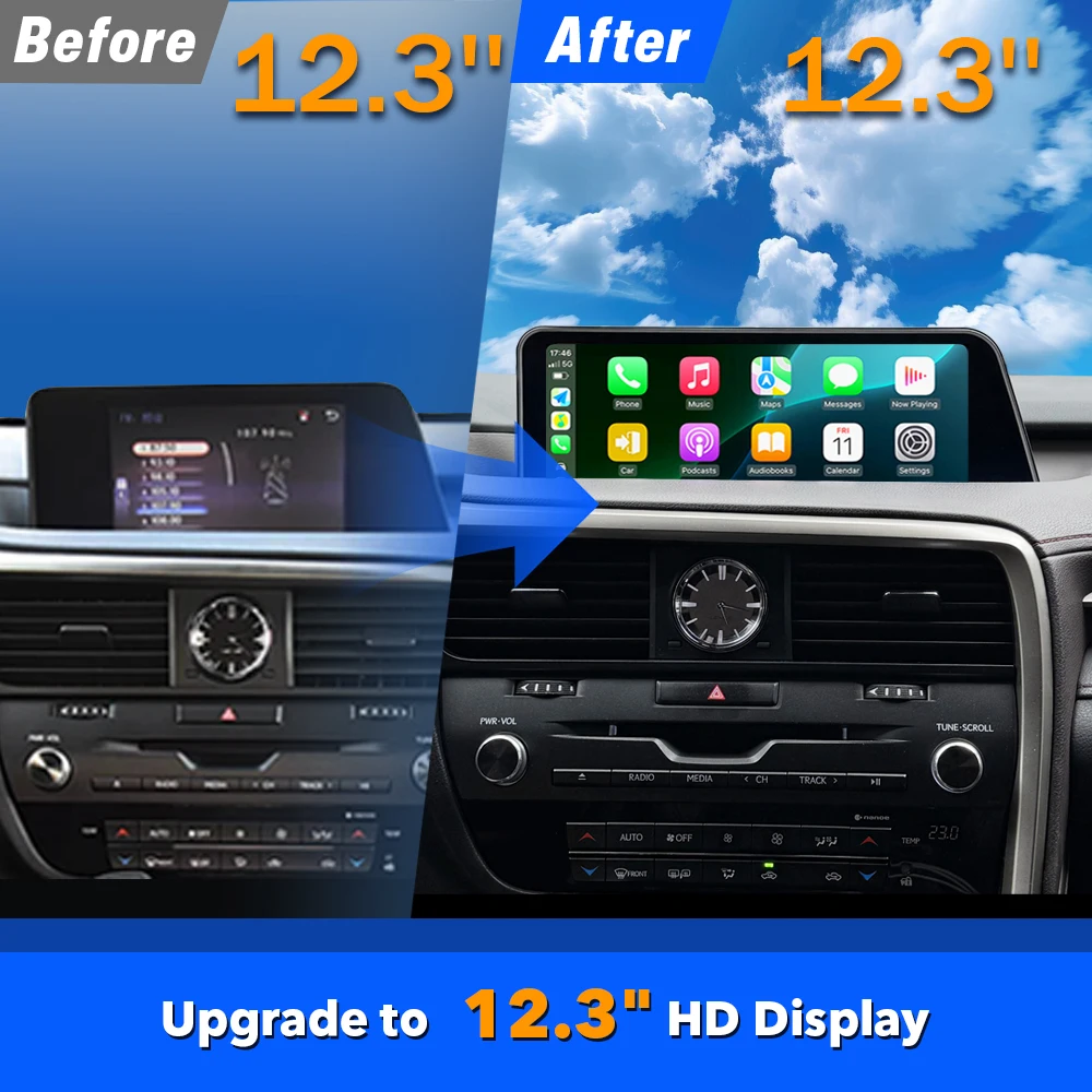 RX 2016-2019 Premium Version Car DVD Player 12.3''  with Wireless CarPlay Android Auto Interface Binarytek