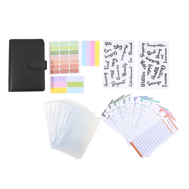 A6 PU-Leder Budget Binder Notebook Geldumschläge System Set mit Binder Taschen für Geld Budget Sparen Bill Organizer – Detail 18