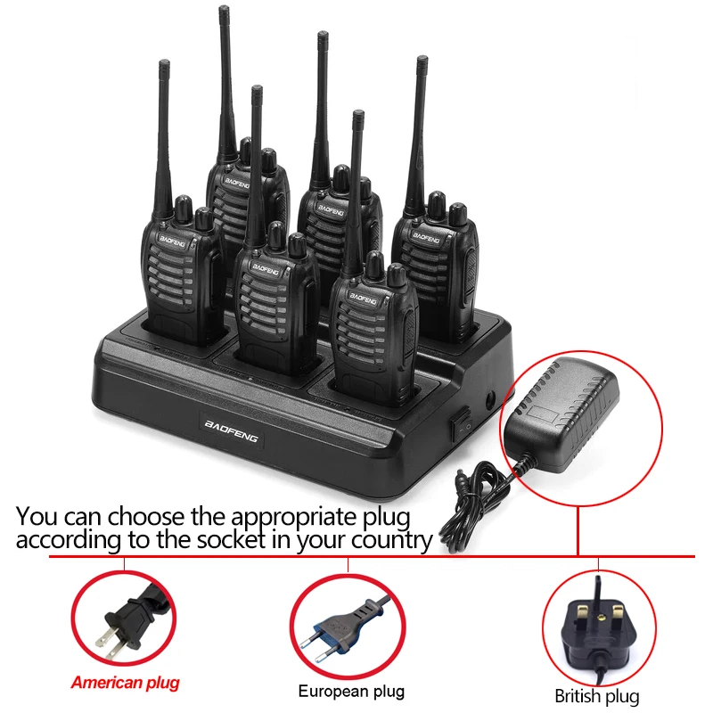 Auto-condução passeio veículo montado à mão de longa distância walkie talkie 888 s rádios em dois sentidos BF-888S 6 pacotes de seis vias carregador