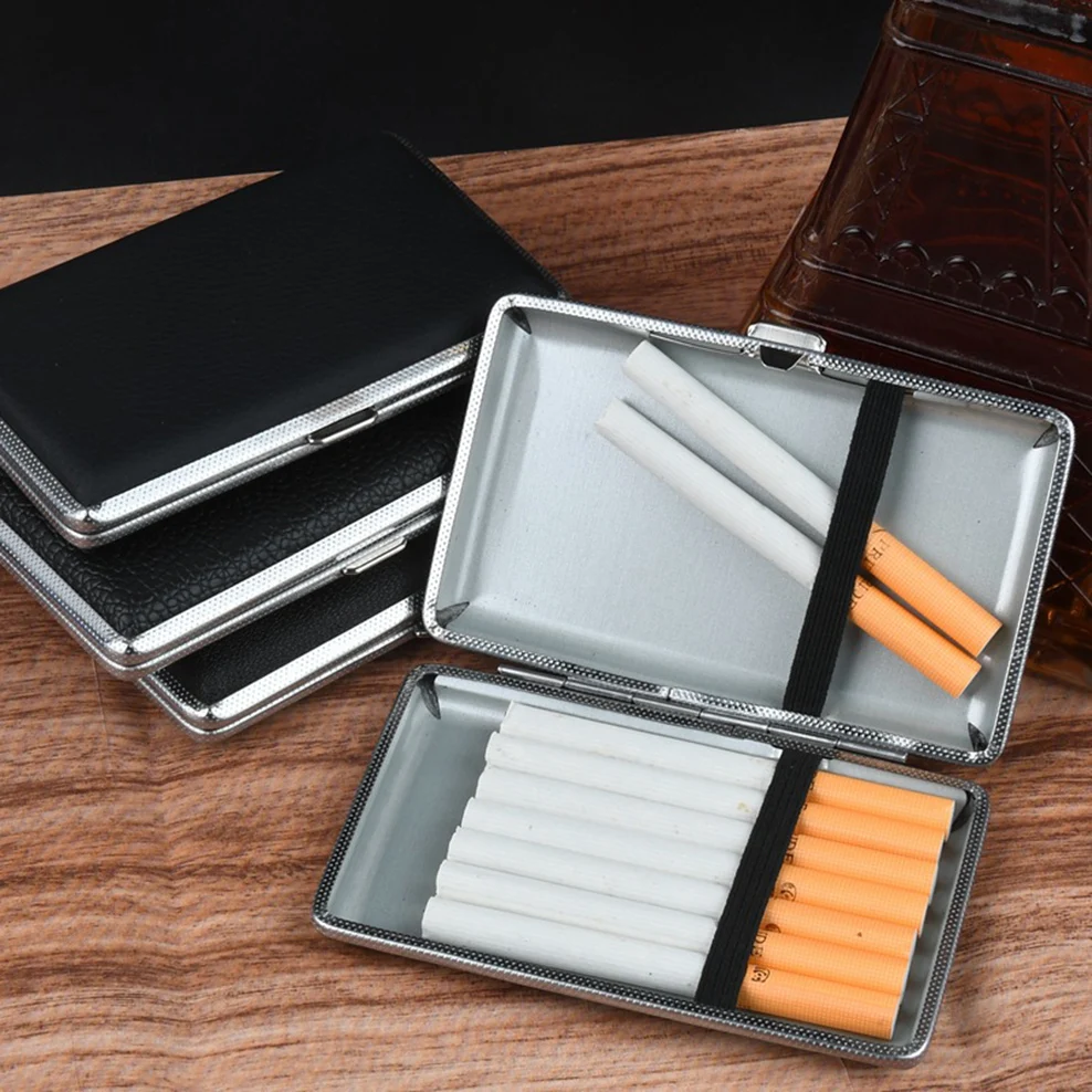 Portable men's cigarette case, Ultra-thin leather Anti-pressure, moisture-proof cigarette storage box, Cigarette accessories