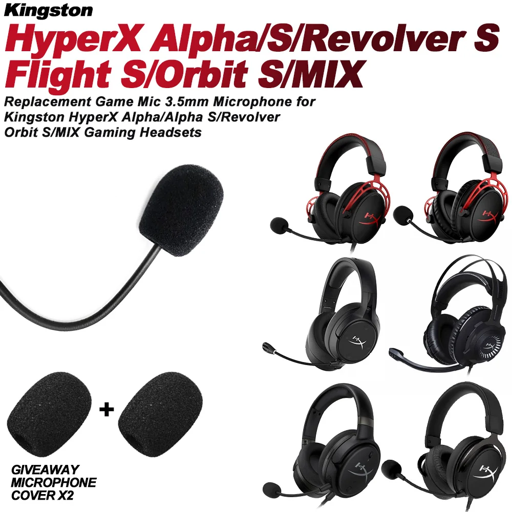 Microphone for Kingston HyperX HyperX Alpha/S/Revolver S Flight S/Orbit S/MIX  Replacement 3.5mm Noise Reduction Headphones Mic