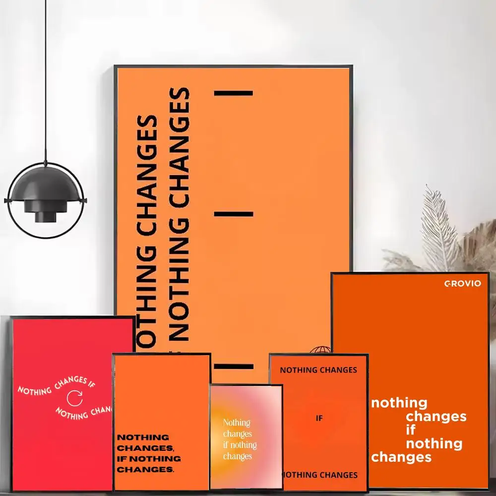 Nothing Changes If Nothing Changes Poster Decorative Wall Art for Living Rooms, Bedrooms, Bars & Cafés, Stylish Home Décor Gift