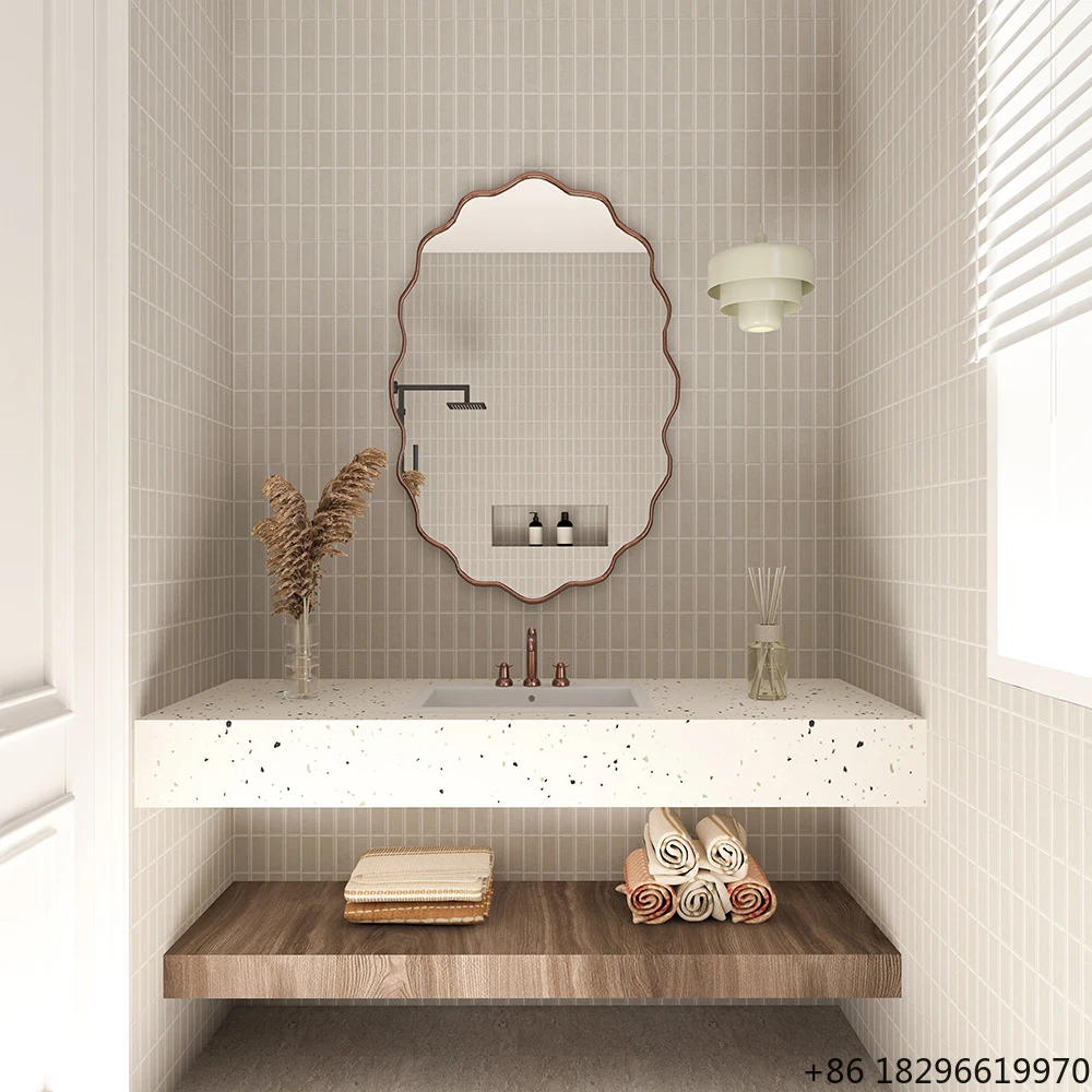 Golden Iron Frame Irregular Mirror Asymmetrical Unique Design Home Bathroom Decor Custom Vanity Wall Mirror