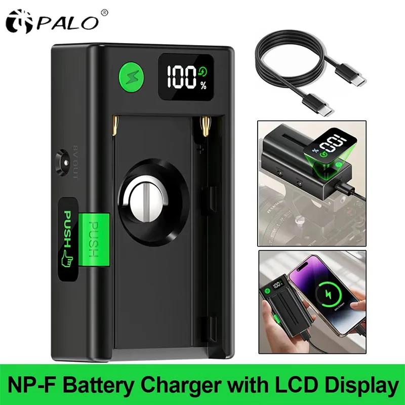 100% Original NP-F Battery Charger NP F Battery Adapter Plate with LCD Display for Sony NP-F550 F570 F750 F770 F960 F970 F980