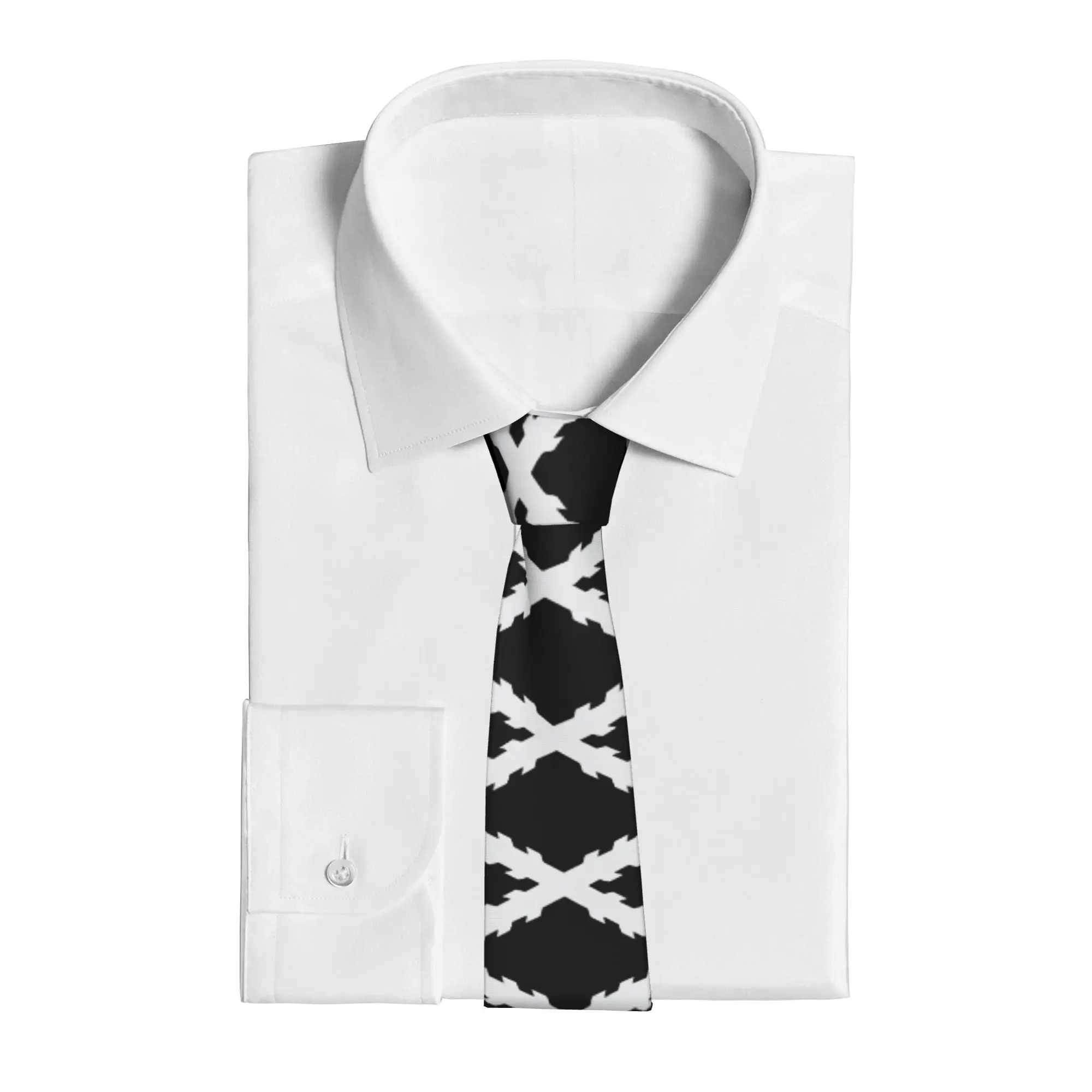 Cross of Burgundy Silver Necktie Men Women Polyester 8 cm Spanish Empire  Neck Ties Classic Daily Wear Cravat Wedding Party